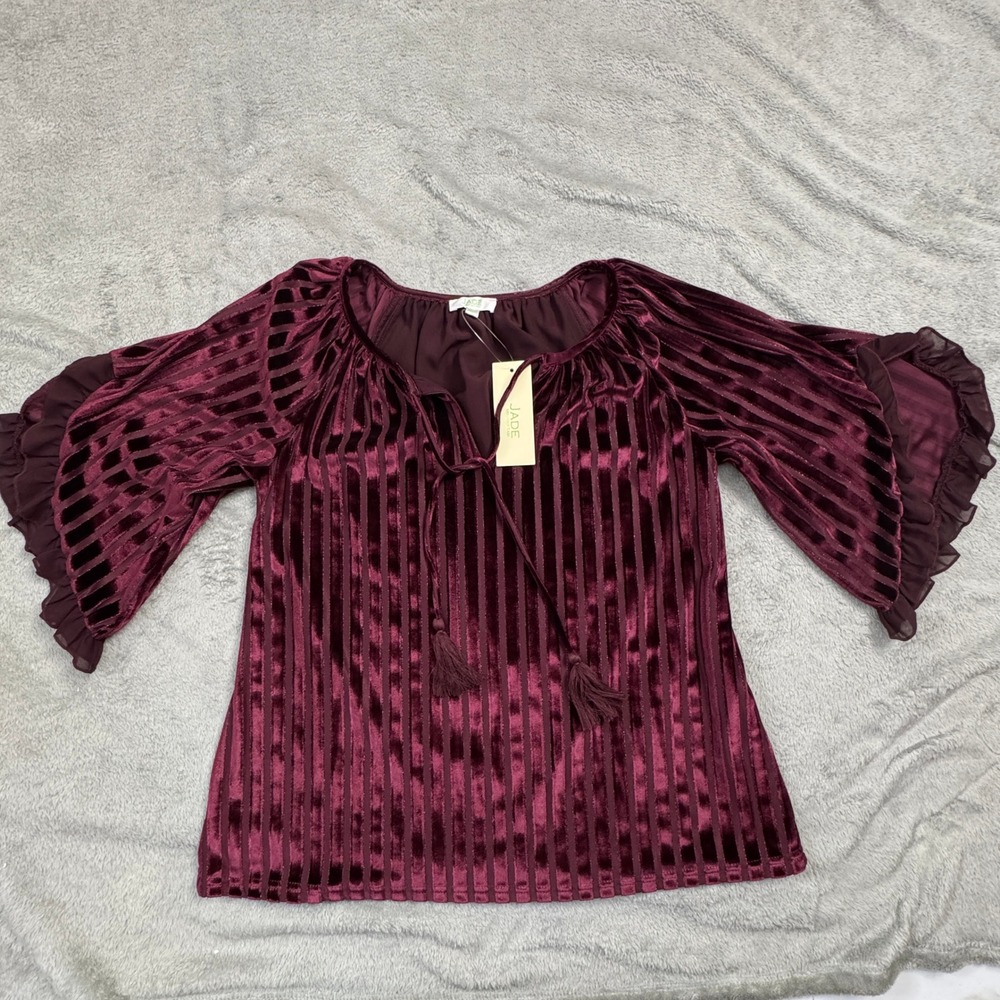 Jade Medody Tam Women's Blouse‎ Size Small Velvet Striped BRAND NEW!